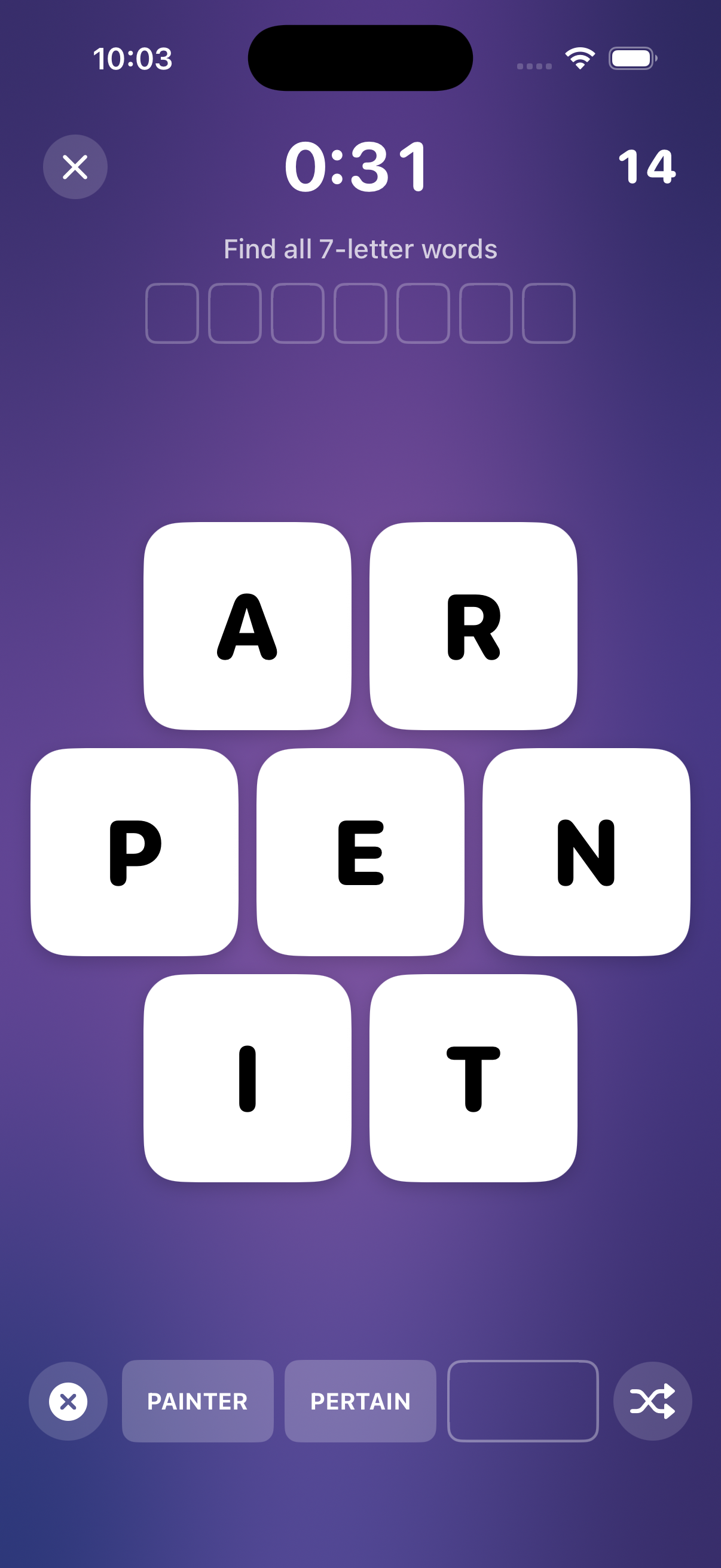 Scrambly 7-letter anagram puzzle for advanced players